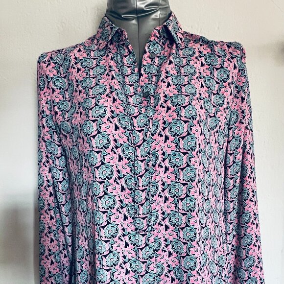 BR drapey blouse shirt, pink/green flowers, Size XS/S - Picture 1 of 8